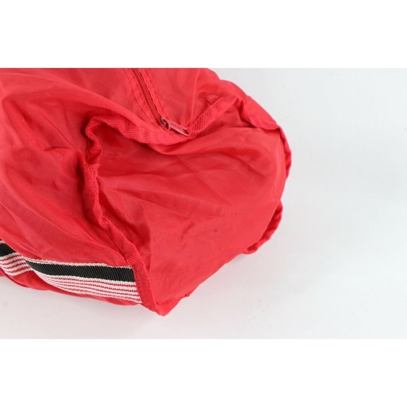 Vtg 90s Pizza Hut Striped Spell Out Handled Duffel Gym Bag Carry On Red Nylon - Picture 6 of 9